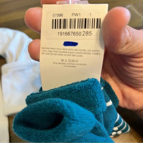Hanna Andersson Footsie Blue Button Front 3-6 months Light Blue Socks - Picture 5 of 6
